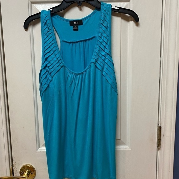 AGB Women's Size M Summer Smock Top, Tank Scoop Neck Turquoise. - Picture 3 of 9